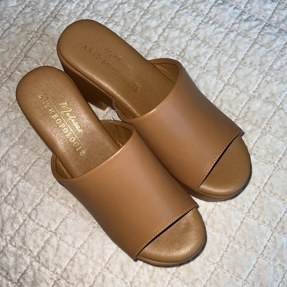 Anthropologie Brown Leather Platform Mules by Matisse - Picture 3 of 8